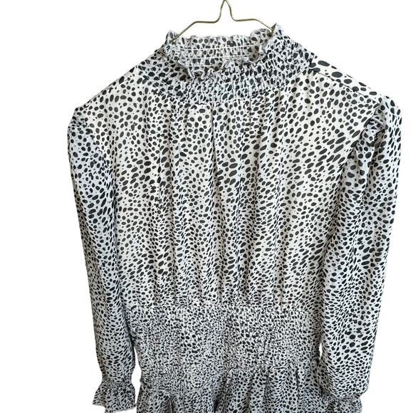 Almost Famous Tiered Sheer Ruffle Leopard Print Long Sleeve Dress Women 8 - Picture 11 of 11